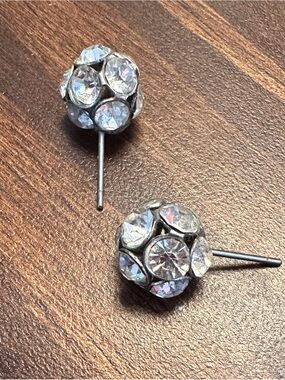 Crystal Cluster Silver Stud Earrings